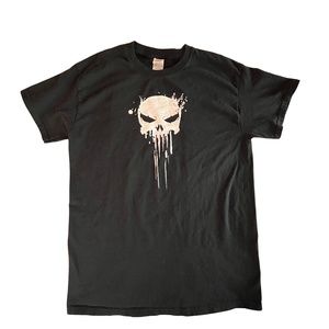Vintage Men's Black Punisher S/S T-Shirt Skull Short Sleeve Medium 100% Cotton